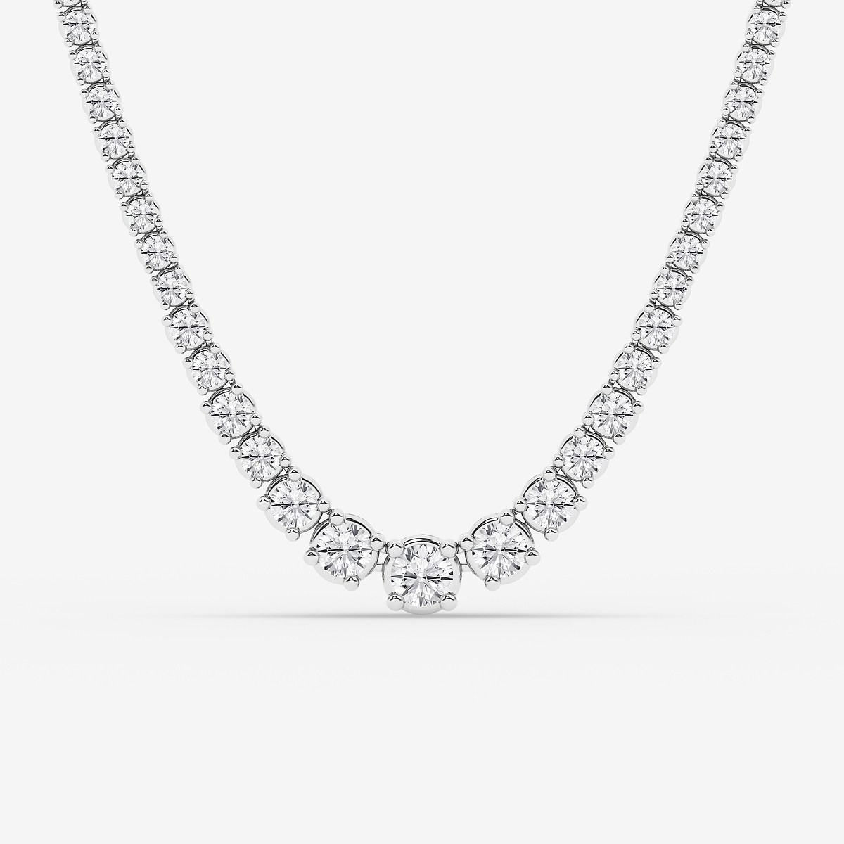20 ctw Round Lab Grown Diamond Four Prong Graduated Tennis Necklace